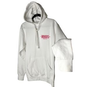 NWOT Noods Red Graphic Beverly Hills White Long Sleeve Front Pocket Hoodie Small